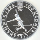 1993 Norway Large Silver Proof 100 Kr-Olympic Figure Skating