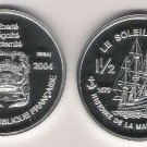 Rare 2004 French Guyana Large 1 OZ Silver Proof 1.5 euro Essai-Navy Ship