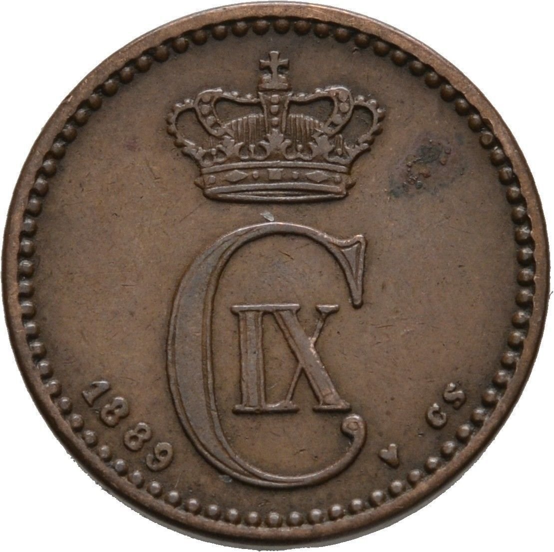 1889 Denmark 1 Ore-Dolphin/Wheat -Nice #2