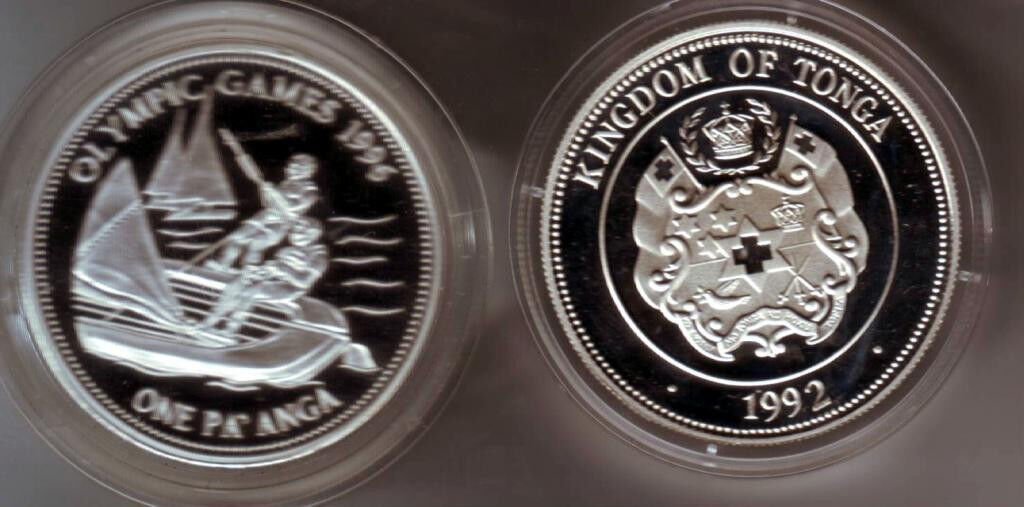 1992 Tonga Large silver Proof Olympic Sailing 1 P