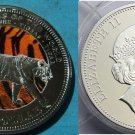 2009 Fiji Large Color AGplated $1 Tiger
