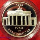 1993 France Large Silver Proof  100 Fr/15 Ecu Brandenburg Gate Berlin