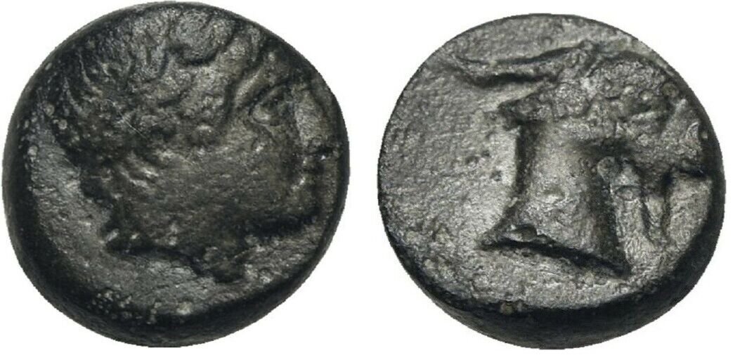 Ancient Greece 3 Cent BC  Apollo head /Goat small AE #2