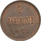 1911 Russian Finland Nicholas II  1 pennia #2