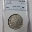 Rare 1674 GDZ BRANDENBURG GERMAN STATES Large Silver 1/3 THALER, nice, slabbed