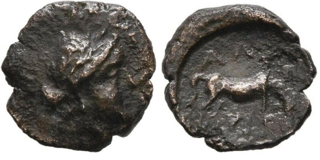 Ancient Greece  3 Cent  BC Troas Alexandria APOLLO HORSE Small Bronze