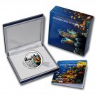 Rare 2011 Tuvalu Large Silver Proof $1 RainbowMulti-color Coral-Box;Mintage 1000