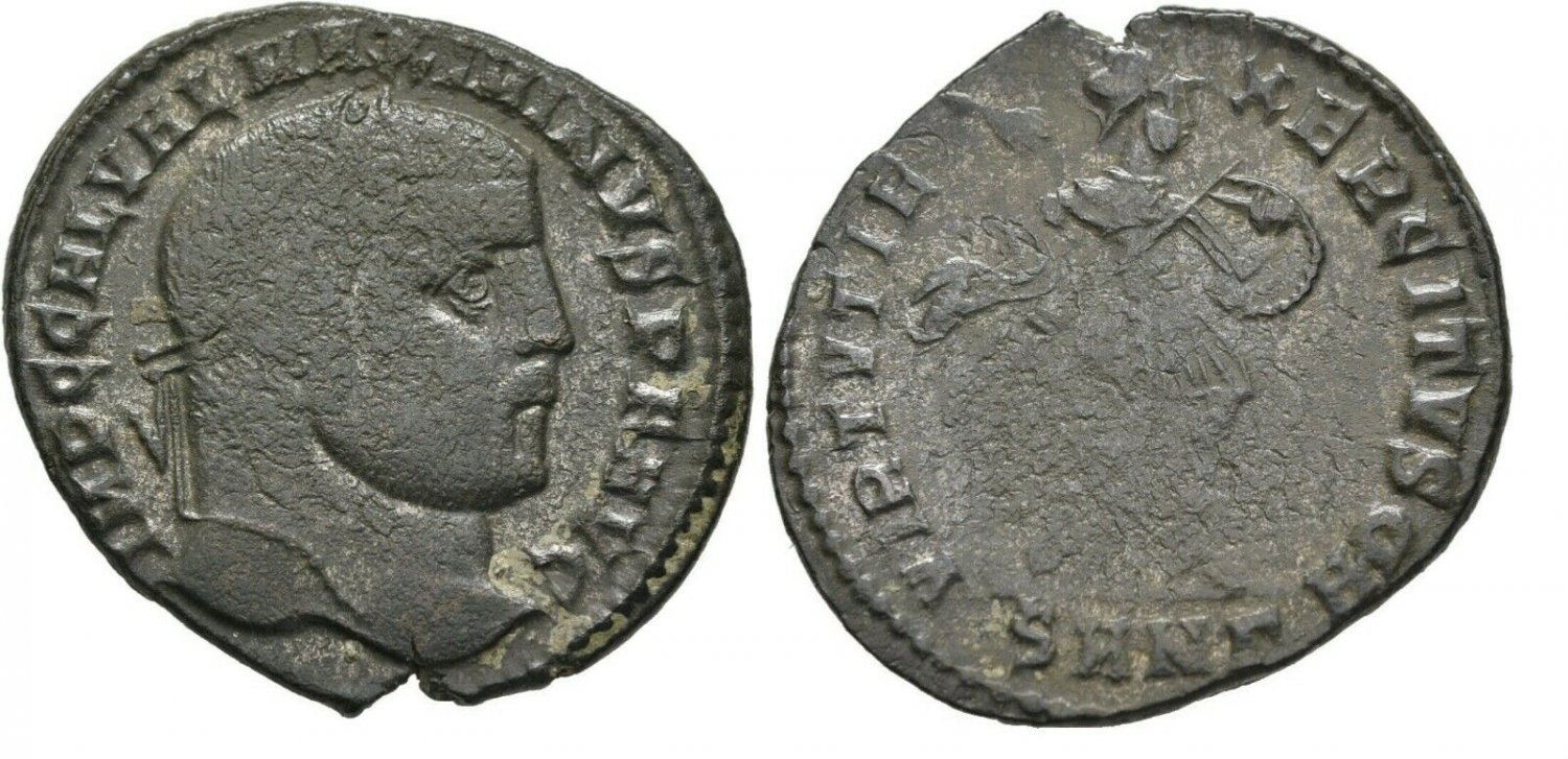 Ancient Rome 309-313 AD MAXIMINUS II DAIA FOLLIS Nikomedia Mars