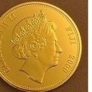 2009 Fiji Large Color Goldplated $1 Blue/Black Fish/ship