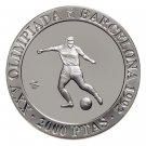 1990 Spain Large  silver Proof 2000 Pesetas-Ancient Olympic Soccer(Football)