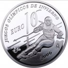 2005 Spain Large  silver proof 10 Euro Olympic Downhill