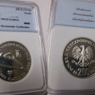 1980 Poland Silver Proof 200 ZL Olympic Ski-Jump w/Torch variety,slabbed