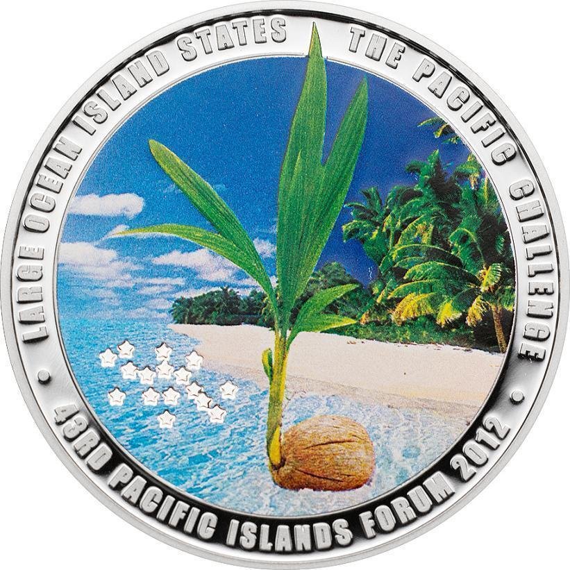 2012  Cook Is Silver Proof Color $5 Pacific Conference-Plant