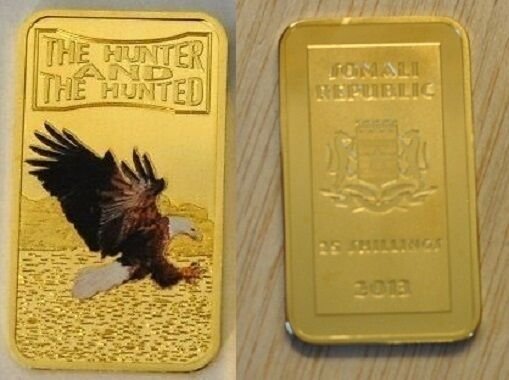 Somalia 2013 Goldplated Color Rectangular 25 shilling-Fauna-Bald Eagle