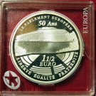2008 France Large Silver Proof 1.5 euro European Parliament/Map