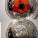 2009 Cook Is. Large Color Silver $5 Poppy flower
