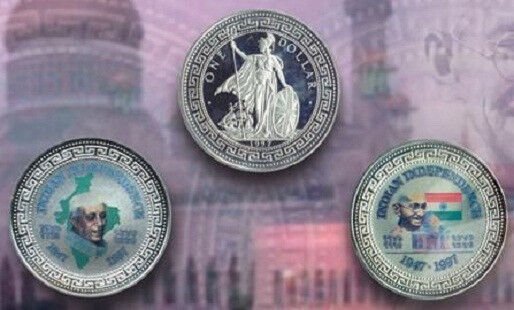 1997 GB Large Proof Color India Indep.Gandhi Neru 1$ 2 coins