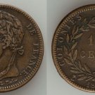 Scarce 1828 French Colonies(Martinique,Guadeloupe) Charles X 10 Centimes-Nice