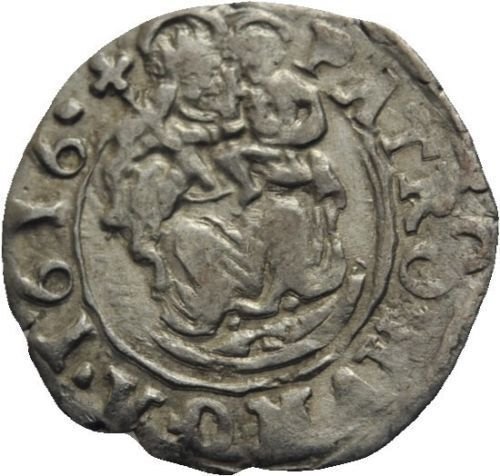 1616 Hungary Silver Denar-King Mathias-Habsburg Dynasty;Virgin Mary,#3-nice