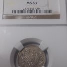 Rare 1911 G Germany silver 1/2 Mark- NGC MS 63