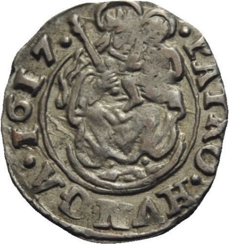 1617 Hungary Silver Denar-King Mathias-Habsburg Dynasty;Virgin Mary,Nice #1