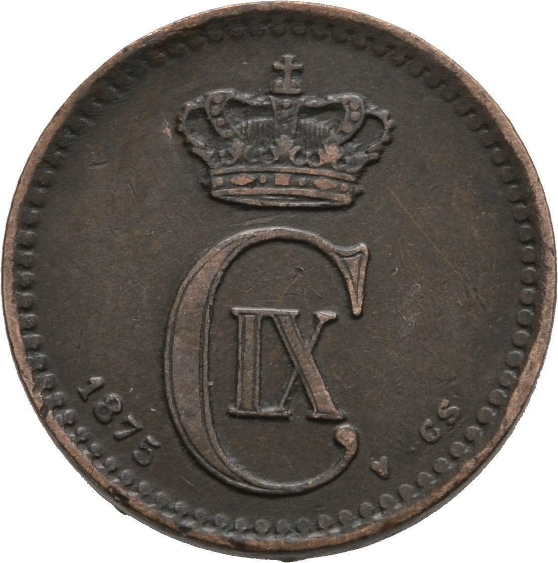 1875 Denmark 1 Ore-Dolphin/Wheat #2