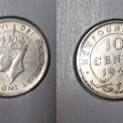 Newfoundland Canada 1942 Silver 10 cents- Nice