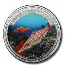2011 Palau Large Color Proof $1 Tropical Pipe Fish/Mermaid/Neptune