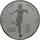 1992 Equatorial Guinea Large Silver Proof 7000 Fr Olympic Runner Katrin Krabbe