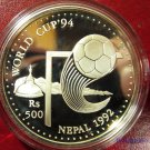 1992 Nepal Large Proof Silver 500 rupee-World Cup Soccer(Football)