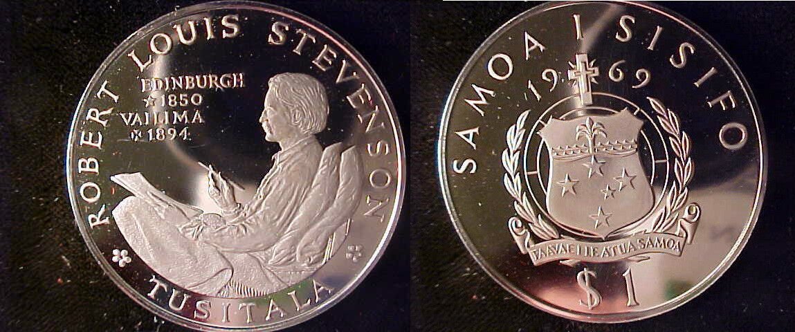 1969 West Samoa Large PROOF 1 Tala -Robert Louis Stevenson