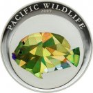 2009 Palau Large Color Prism  Silver $5 Green Fish