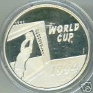 1991 Laos Large Proof Silver Soccer USA 50 K