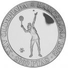 1991 Spain Large  silver Proof 2000 Pesetas-Ancient Olympic Tennis