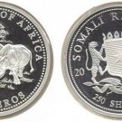 2000 Somalia Large Silver Proof  250 sh-Rhinocerus