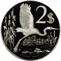 1975 Cayman Is Large Silver Proof $2 Blue Heron bird