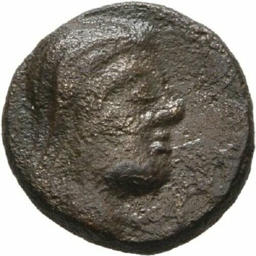 Ancient Greece 2 cent BC  small Bronze Veiled head/Bull