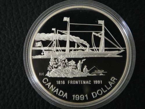 Canada 1991 Large Silver Proof $1-Ship Frontenac