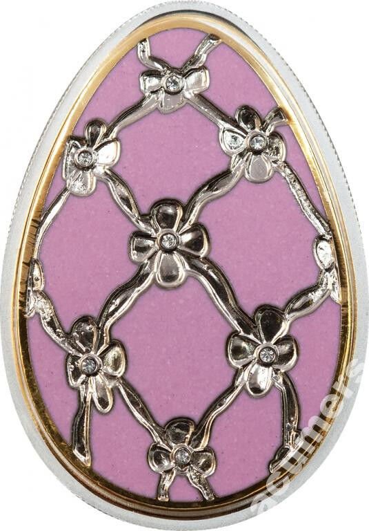 Cook Is 2012 Large Silver Color $5 Russian Faberge Easter Egg- purple
