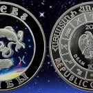 2007 Armenia Large Silver Color Proof 100 Dram/cubicZirconia/Zodiac-Pisces(Fish)