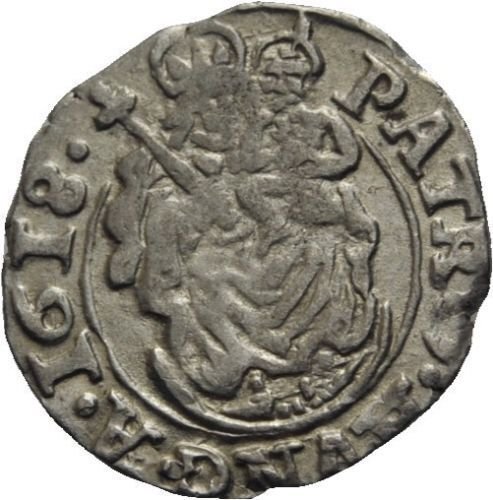 1618 Hungary Silver Denar-King Mathias-Habsburg Dynasty;Virgin Mary, Nice #7