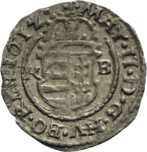 1612 Hungary Silver Denar-King Mathias-Habsburg Dynasty;Virgin Mary,#3-nice