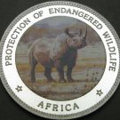 1996 Uganda Large Silver Color Proof 2000 shillings- Rhino