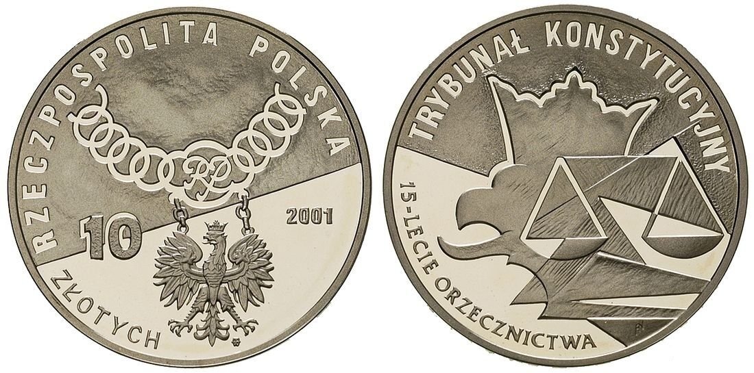 2001 Poland Silver Proof  10 Zl-Constitutional Court