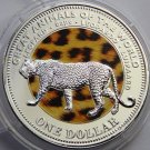 2009 Fiji Large Color AGplated $1 Leopard