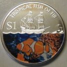2009 Fiji Large Color $1 Orange/White Fish/ship