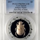 Rare 2017 Cook Is Egypt Solitary Flame Scarab 1 OZ  AG $5 PCGS PR69 mintage 499