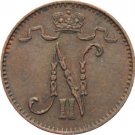 Scarce 1908 Russian Finland Nicholas II  1 pennia