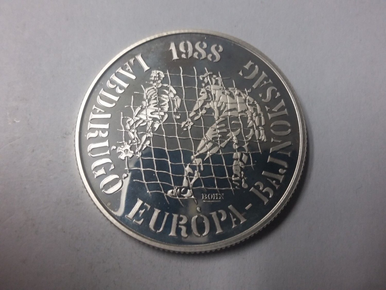 1988 Hungary Large Silver Proof 500 Forint-Soccer(Football) Players