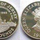 Jersey 1985  Large Silver Proof 2 Pounds Beagle Ship-WWII liberation